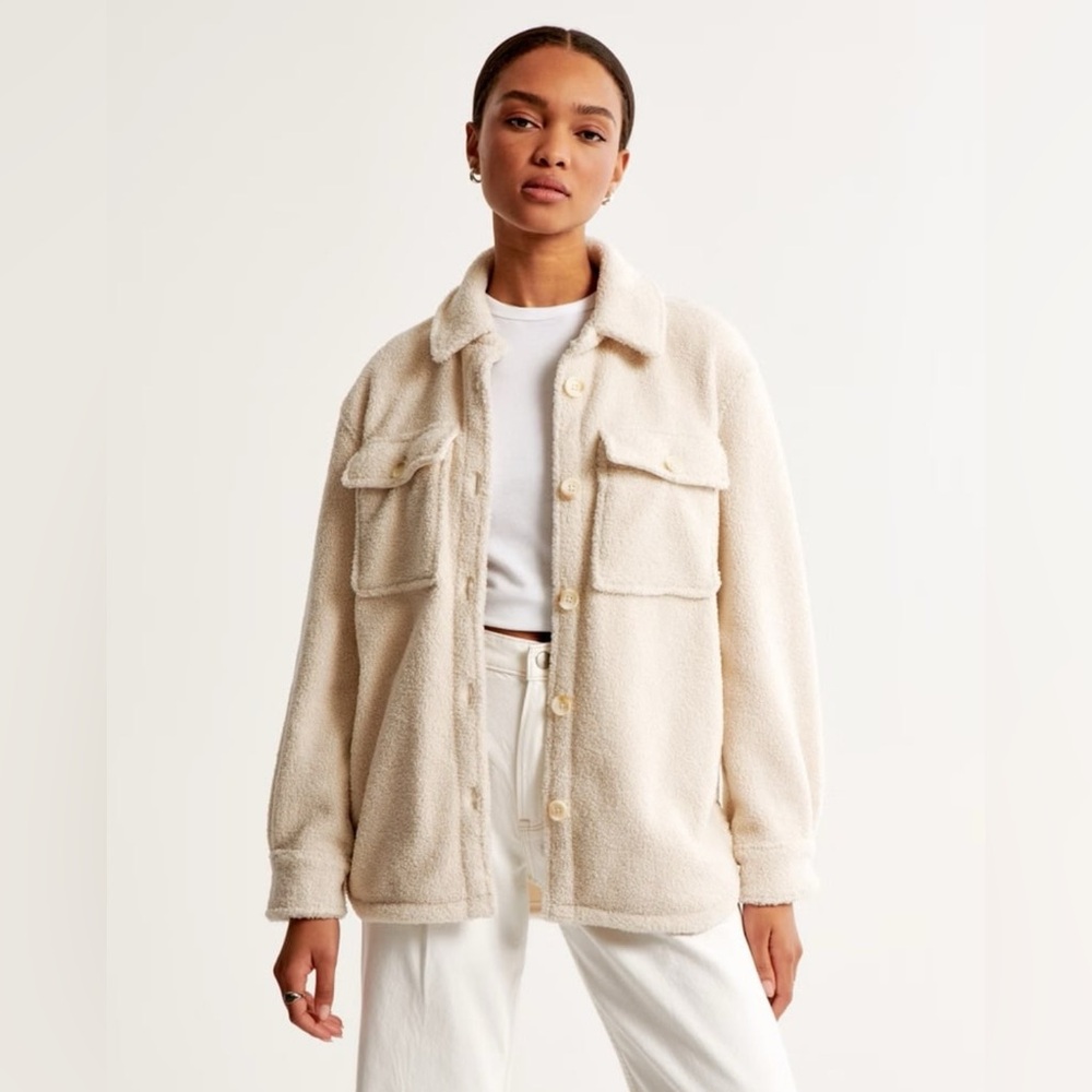 Abercrombie White Sherpa Jacket